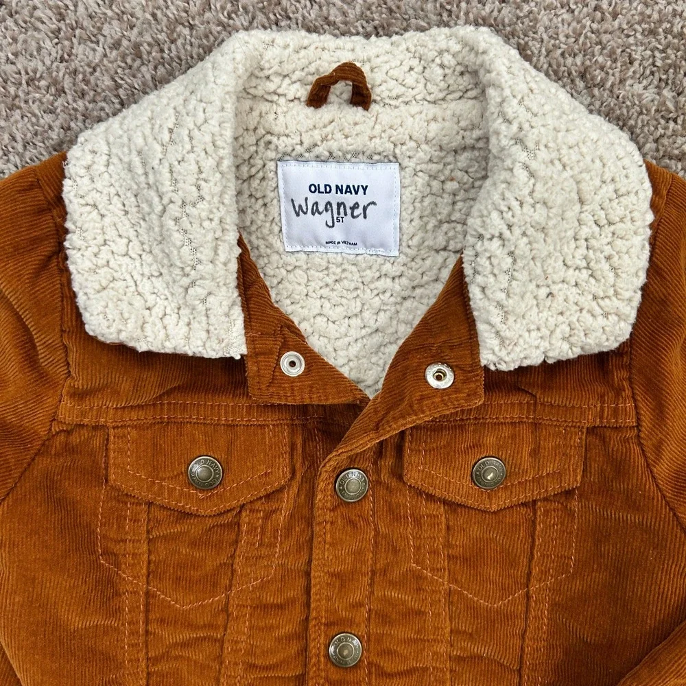 Old Navy Kids Corduroy Sherpa‎ Lined Trucker Jacket I Rust I Size 5T
